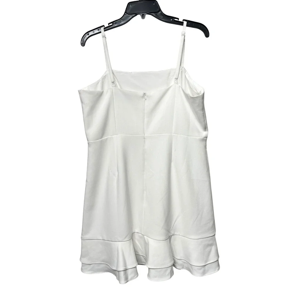 French Connection Whisper Ruffle Mini Dress White Square Neck Size 10